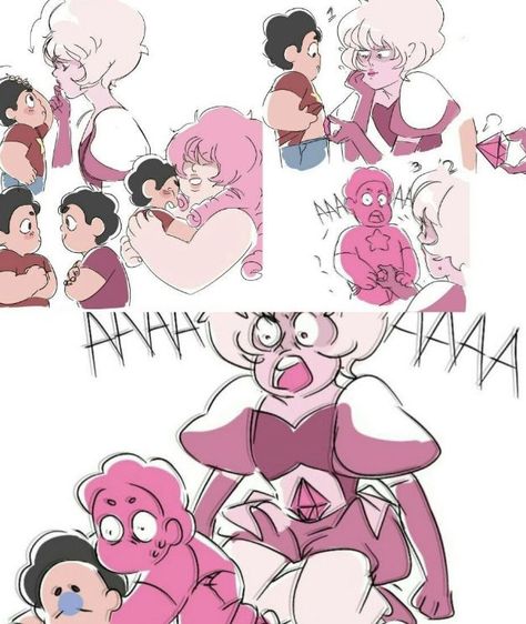 Steven And Pink Steven, Pink Diamond And Steven, Pink Diamond Fanart, Steven Universe Genderbend, Ruby Steven Universe, Pink Steven, Steven Universe Pictures, Diamond Authority, Steven Uni