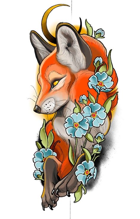 #CoolTattoos #TattooArt #InkMaster #TattooDesigns #InkedUp #TattooLovers #InkInspiration #TattooIdeas #CreativeInk #TattooStyle Neo Traditional Art, Fox Tattoo Design, Neo Tattoo, Animal Tattoo Ideas, Blue Rose Tattoos, Fox Tattoo, Traditional Tattoo Design, Traditional Tattoo Art, Tattoo Project