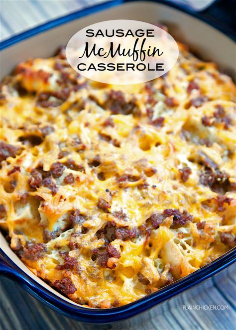 Sausage McMuffin Casserole Mcmuffin Casserole, Sausage Mcmuffin, Sausage Recipes For Dinner, Breakfast Sausage Recipes, Breakfast Recipies, Breakfast Sausage, English Muffins, Breakfast Recipes Casserole, Breakfast Items