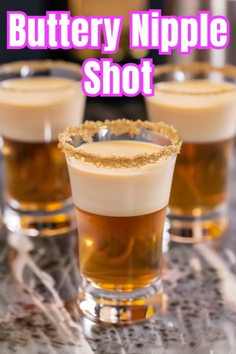 Indulge in the smooth and creamy Buttery Nipple Shot, a classic favorite. Click to learn how to make this delightful shot! Fall Shots Alcohol Drink Recipes, Bachelorette Drink, Friends Enjoying, Shots Alcohol, Yummy Alcoholic Drinks, Liquor Drinks, Fruity Drinks, Shot Recipes, Cocktail Recipes Easy