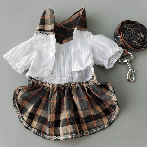 Mira lo que he encontrado en AliExpress Style Plaid Skirt, Puppy Costumes, Doll Collar Dress, Checked Skirt, Puppy Costume, Harness Dress, Doll Collar, Fur Sweater, Dog Clothes Patterns