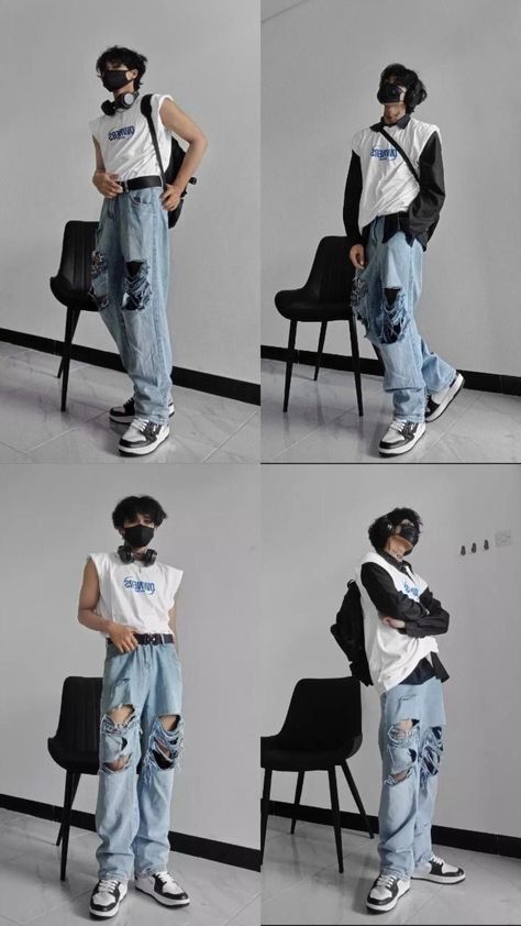 Aesthetic Street Wear Men, Men Outfit Poses, Kpop Outfits Ideas Men, Kpop Outfit Men, Korean Men’s Fashion, Cybercore Outfits Men, K Street Fashion, Korean Street Outfit, Korean Street Wear Men