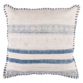 Lola Square Pillow - Cream / Navy - 20 x 20 | Surya LL-006 Cream Pillow Covers, Cream Pillows, Indigo Prints, Bantal Sofa, Block Printed Pillows, Surya Rugs, Cotton Throws, Cotton Throw Pillow, Square Pillow Cover