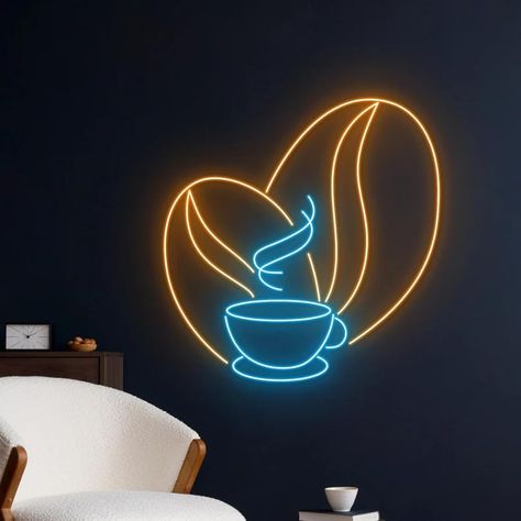 Coffee Cup Neon Sign Coffee Beans LED Light Wall Art Decor Business Drink Shop Store Neon Light Gaming Room Bar Beer Club Neon Party Sign - led neon sign anime Business Drinks, Coffee Neon, Tea Club, Beer Club, Drink Shop, Light Wall Art, Neon Party, Beer Bar, Led Sign