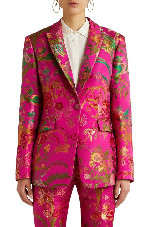 Etro Panarea Floral Brocade Blazer available at #Nordstrom Brocade Blazer, Brocade Suits, Gilet Long, Woman Suit Fashion, Floral Blazer, Mode Hijab, Indian Designer Wear, Suit Fashion, Mode Vintage