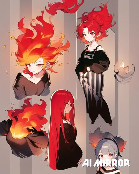 Fire Themed Outfits Drawing, Fire Elemental Art, Fire Elemental Character Design, Phoenix Oc, Witch Drawing, Fantasy Comics, D&d Dungeons And Dragons, Anime Child, Modern Fantasy