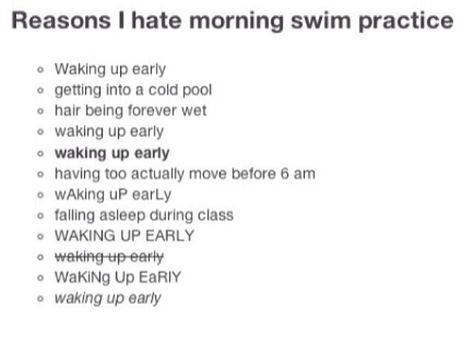 Too all of you that have morning practice you understand Morning Practice Swimming, Competitive Swimming Quotes, Swimmer Memes, Morning Practice, Swimming Funny, Swimming Memes, Athlete Quotes, Swim Practice, Swim Life