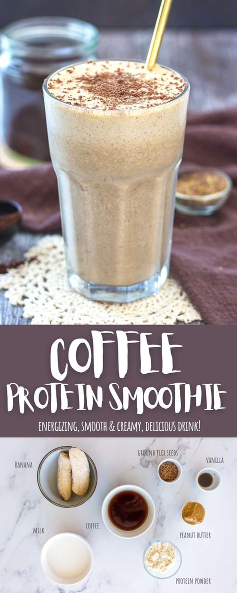 Protien Smoothies Recipes With Vanilla Powder, High Protein Coffee Smoothie, Protein Powder Coffee Drinks, Protein Coffee Drink Recipes, Vanilla Protein Powder Recipes Smoothies, Vanilla Protein Coffee, Protein Coffee Drink, Vanilla Protein Smoothie Recipes, Protein Coffee Smoothie