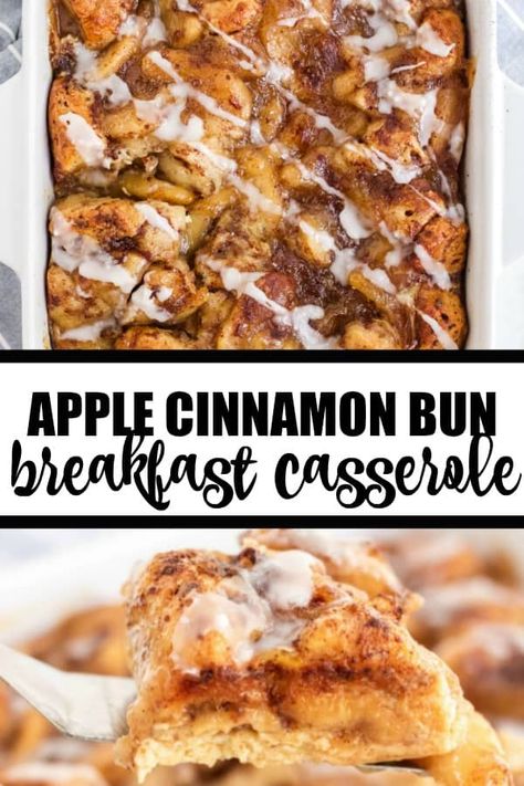 Apple Cinnamon Bun Breakfast Casserole Cinnamon Bun Casserole, Christmas Breakfast Casserole, Simply Stacie, Sweet Breakfast Treats, Breakfast Rolls, Apple Pie Filling, Cinnamon Bun, Cinnamon Bread, Best Breakfast Recipes