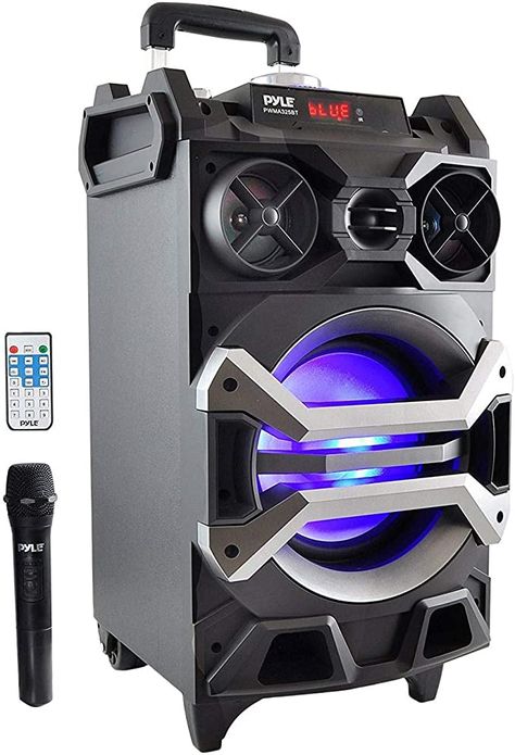 Amazon.com: Pyle 500 Watt Outdoor Portable BT Connectivity Karaoke Speaker System - PA Stereo with 8" Subwoofer, DJ Lights Rechargeable Battery Microphone, Recording Ability, MP3/USB/SD/FM Radio - PWMA325BT : Musical Instruments Dj Lights, Karaoke Speaker, Sound System Speakers, Pa Speakers, Pa System, Dj Lighting, Dj Equipment, Speaker System, Micro Sd Card