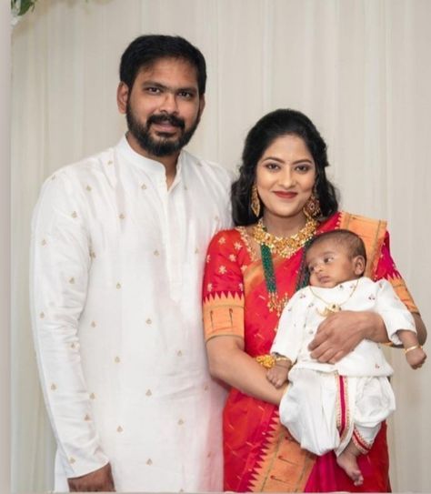 Cradle Ceremony Family Outfits, Seemantham Stills, Family Clothing Sets, Mom And Son Outfits, Son Outfits, Baby Photography Poses, Indian Baby Showers, Family Dress, Cradle Ceremony