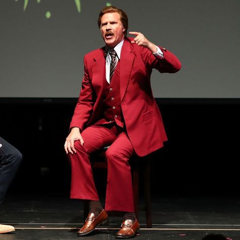 Ron Burgundy - Anchorman Check more at https://costumerocket.com/ron-burgundy/ Ron Burgundy Costume, Anchorman Movie, Ron Burgundy, Burgundy Shoes, Burgundy Suit, Fancy Dress Outfits, Burgundy Outfit, Easy Costumes, Fancy Dress Costumes