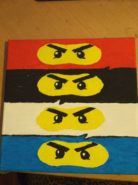 Lego Ninjago falikép (vászon + tempera/Lega Ninjago picture (canvas + water paint) Fortnight Painting Ideas, Lego Ninjago Painting, Lego Painting Ideas, Ninjago Painting, Lego Painting, Candle Painting, Homemade Goods, Parking Spot Painting, Spot Painting