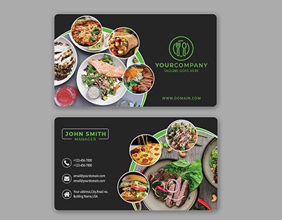 Visiting Card Creative, Food Website Design, Cafe Signage, Catering Business Cards, Food Business Card, Free Business Card Design, Buisness Cards, Business Card Pattern, Advertising Graphic Design