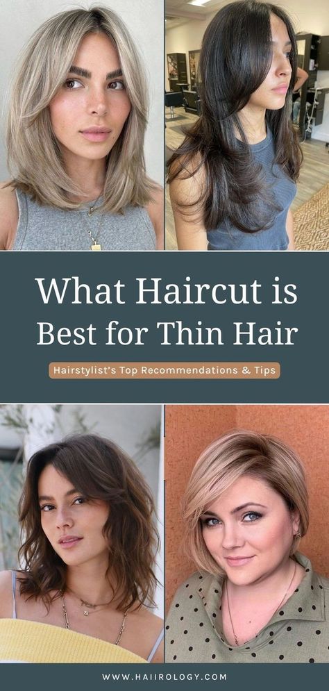 Are you struggling with thin hair that lacks volume? As a professional hairstylist, I understand your concern and would like to help you out. I have created a guide that reveals the best haircuts for thin hair, taking into account hair length, type, and face shape. You'll also learn about cuts that add instant volume and thickness, as well as tips for mastering bangs and avoiding common haircut mistakes when dealing with thin hair. Head over to my blog now to find the best haircut for thin hair! Haircuts For Straight Fine Thinning Hair, What I Ask For When I Get My Haircut, Fine Haircuts, Volume Haircut, Hair Aesthetics, The Best Haircut, Haircut For Face Shape, Kinds Of Haircut, Medium Length Haircuts