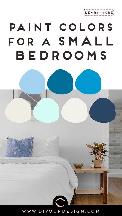 Wall Paint For Small Bedroom, Best Paint For Small Bedroom Wall Colors, Bedroom Colours For Small Rooms, Small Bedroom Blue Walls, Room Painting Ideas Bedroom Small Spaces, Paint Colors To Make A Small Bedroom Look Bigger, Paint Colors For A Small Bedroom, Small Bedroom Colors Paint, Bedroom Colors For Small Rooms