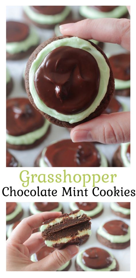 Grasshopper Cookies Recipes, Chocolate Mint Cookies Recipe, Junior Mint Cookies, Xmas Brunch, Mint Buttercream, Grasshopper Cookies, Irish Dinner, Sugar Cookies From Scratch, Mint Frosting