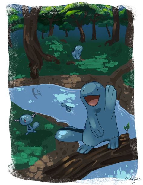 Quagsire art Quagsire Pokemon Art, Quagsire Pokemon, Night Goblin, Pokémon Art, Water Type, Pokemon Eevee, Favorite Picture, Cute Pokemon, Spirit Guides