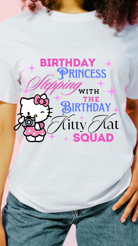 Hello Kitty Squad, Lilo And Stitch Characters, Stitch Character, 14th Birthday, Squad Shirt, Cat Birthday, Princess Birthday, Lilo And Stitch, Birthday Shirts