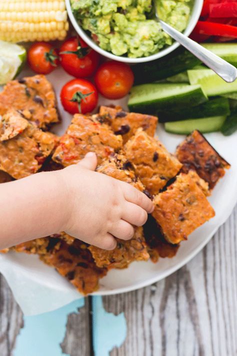 Mexican lentil bake. Packed with veggies. High protein, finger food. Great for BLW (baby led weaning) and great for the lunch box. Lentils Sweet Potato, Lentil Bake, Lentils Beans, Healthy Protein Snacks, Quick Vegetarian Meals, Baby Finger Foods, Lunchbox Ideas, Lentil Recipes, Led Weaning