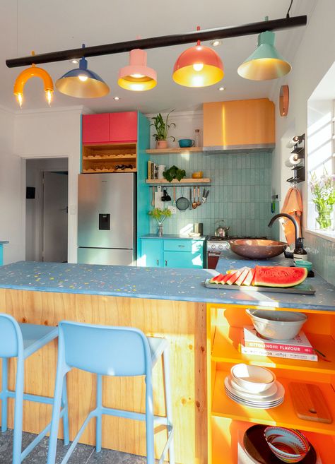 A colourful & happy kitchen transformation Colourful Kitchen, Miss Moss, Kitchen Transformation, Happy Kitchen, Green Kitchen, Kitchen Design Small, If Only, Dream House Decor, Johannesburg