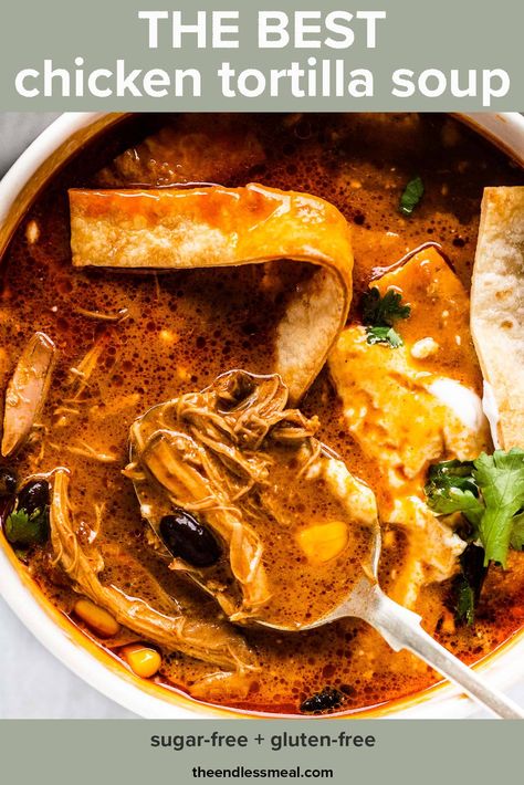 BEST Chicken Tortilla Soup (slow cooker or stovetop) - The Endless Meal® Tortilla Soup Recipes, Easy Tortilla Soup, The Best Chicken Tortilla Soup, Cozy Soup Recipes, Best Chicken Tortilla Soup, Slow Cooker Chicken Tortilla Soup, Chicken Tortillas Soups Recipe, Mexican Recipe, Tortilla Soup Recipe