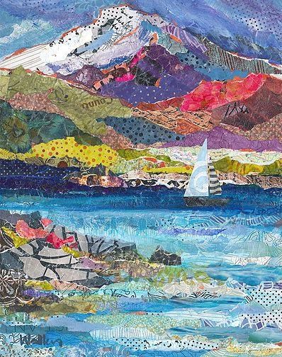 Colchas Country, Landscape Collage, Oregon Landscape, Collage Landscape, Landscape Art Quilts, Art Du Collage, Collage Kunst, Landscape Quilt, Collage Art Projects