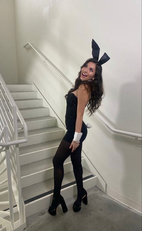 Bunny Outfit Halloween, Bunny Costume Dress, Halloween Bunny Costume, Playboy Bunny Outfit, Modest Costumes, Playboy Bunny Outfits, Playboy Bunny Halloween Costume, Playboy Bunny Halloween, Bunny Halloween