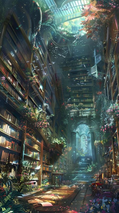 Follow me for more bookish art #library #libraryaesthetic #fantasylibrary #libraryart Fantasy Library, Airship Art, Illusion Photos, Ancient Library, Bookish Art, Library Aesthetic, Dreamy Artwork, Library Art, Art Library