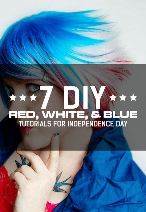 Celebrate in Style: 7 DIY Red, White & Blue Do’s   The Fourth of July is right around the corner. Make a statement with your ‘do this year, show your patriotism and impress your friends with one of these red, white and blue hair dos! Red White And Blue Hair, White And Blue Hair, The Fourth Of July, Mary Kay Makeup, Hair Color Blue, Red Hair Color, Hair Dos, Red White And Blue, Red White Blue