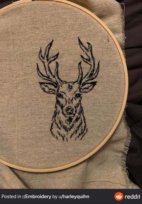 Wildlife Embroidery, Stag Embroidery, Hunting Embroidery, Painted Embroidery, Nature Embroidery, Deer Embroidery, Cool Embroidery, Embroidery Stitches Beginner, Clothes Embroidery Diy