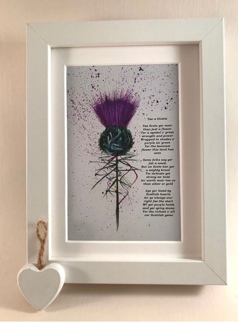 Grace on Twitter: "💜’Tae a Thistle original art print’💜 #ScotlandIsNow #earlybiz #MHHSBD https://t.co/0MPgAxDA1a https://t.co/V17t3sCIPJ" / Twitter Coorie Scottish, Scottish Poems, Scottish Thistle Art, Thistle Art, Thistle Decor, Scottish Thistle Tattoo, Standing Picture Frame, Scottish Interiors, Art In Frame