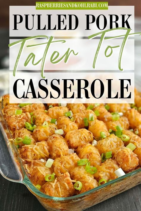 Shredded Pork Tater Tot Casserole, Things To Make With Leftover Pulled Pork, Pulled Pork Hotdish, Pulled Pork Casserole Leftover, Pull Pork Leftover Recipes, Shredded Pork Casserole Recipes, Shredded Pork Recipes Leftover Healthy, Pulled Pork Tater Tot Casserole, Leftover Pork Roast Recipes Casseroles