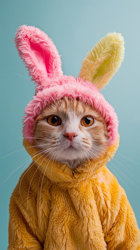 Meow Art, Bunny Mobile, Animal Dress Up, Dragon Face, Bunny Wallpaper, Animated Animals, Coloring Easter Eggs, Easter Colors, Anime Cat