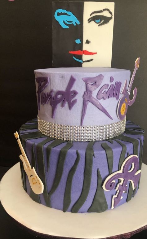 Purple Rain Themed Party, Purple Rain Party Theme, Purple Rain Party, Prince Party Theme, Rain Cake, Prince Birthday Theme, Purple Luggage, Prince Symbol, Purple Royalty