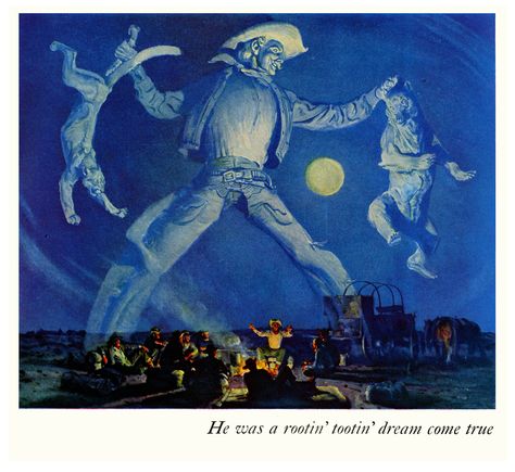 Pecos Bill 1948 John Hancock Life Insurance Folklore Stories, Pecos Bill, Westward Expansion, Paul Bunyan, Texas Monthly, John Hancock, Tall Tales, American Gods, Texas History