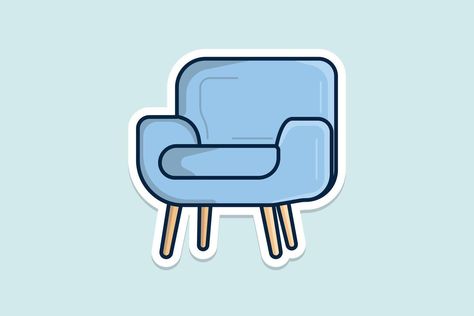 Sofa chair, Armchair for Living Room Sticker vector illustration. Interior indoor objects icon concept. Furniture for the home and office decoration sticker vector design with shadow. Concept Furniture, Illustration Interior, Room Stickers, Cityscape Photos, Logo Banners, Office Decoration, Background Banner, Flower Frame, Sofa Chair