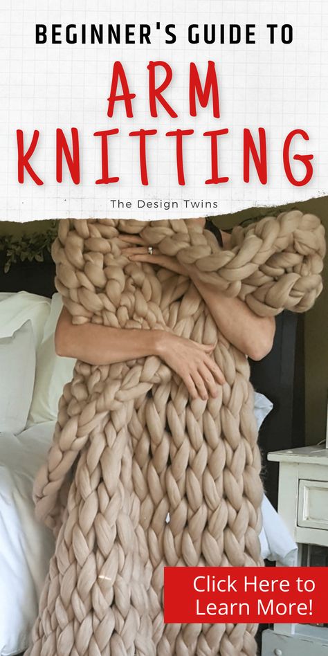 Knitting A Blanket With Your Hands, How To Arm Knit, What To Make With Chunky Yarn, Arm Crochet Blanket, Jumbo Knit Blanket, Arm Knitting Blanket Diy, Arm Blanket, Blanket With Arms, Big Yarn Blanket