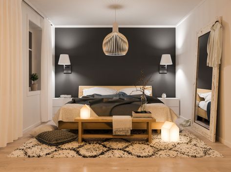 Elegant Bedrooms, Bedroom Designs For Couples, Romantic Diy, Black Accent Walls, Small Bedroom Designs, Adult Bedroom, Design Room, Couple Bedroom, Small Room Bedroom