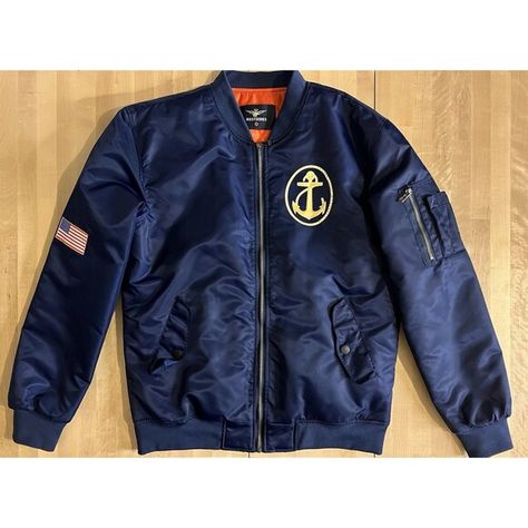 Asstseries US Navy Bomber Jacket - Blue/Orange Hang Out With Friends, Blue And Orange, Us Navy, Blue Orange, Polyester Material, Fashion Forward, Going Out, Bomber Jacket, Let Me