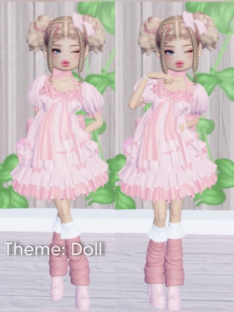 dress to impress / doll, kawaii, cute, softie Dti Outfits Favorite Color, Dti Doll Outfit Ideas, Doll Dti Outfit, Dress To Impress Kawaii Theme, Kawaii Dti Outfits, Doll Dress To Impress, Kawaii Dress To Impress, Softie Dress To Impress, Softie Outfits