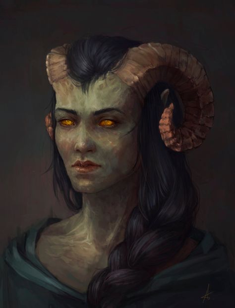 Commission - detailed portrait by AizelKon Tiefling Female, Ronin Samurai, Heroic Fantasy, Fantasy Portraits, Fantasy Races, Character Collection, Dungeons And Dragons Characters, Dnd Art, Arte Sketchbook