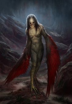 Harpy creature from Greek mythology Dark Creatures, Rpg Ideas, Concept Art World, Ange Demon, Fantasy Monster, Mythological Creatures, Angels And Demons, Fantasy Rpg, Monster Art