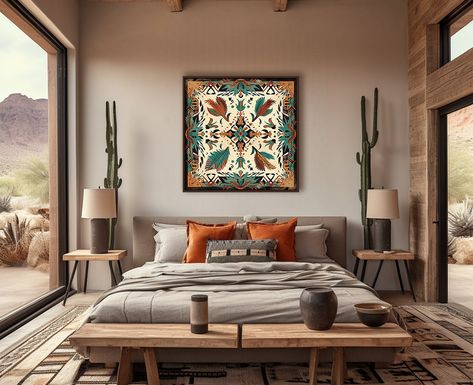 Southwest Style Art Print Western Wall Art, Neutral Home Decor, Southwest Inspired Fine Art Poster, Southwest Wall Art, Ethnic Aztec Art - Etsy Southwest Chic Decor, Southwest Decorating Ideas, Santa Fe Home Decor, Desert Inspired Bedroom, Modern Southwest Bedroom, Modern Western Bedroom, Southwestern Interior Design, Southwest Interior, Southwest Bedroom