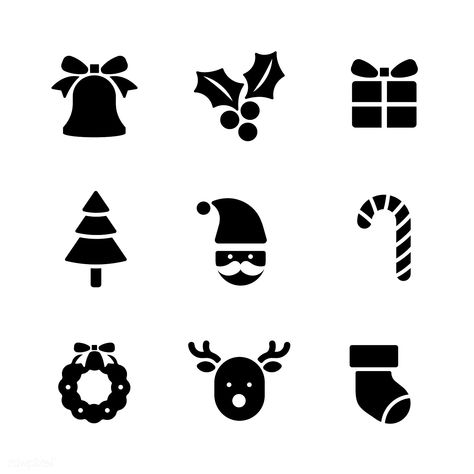 Christmas holiday symbols vector set | premium image by rawpixel.com / wan Christmas Ornaments Silhouette, Christmas Present Vector, Silhouette Christmas Ornaments, Christmas Candy Cane Decorations, Icon Christmas, Holiday Symbols, Christmas Gingerbread Cookies, Christmas Decoration Items, Hand Drawn Cards