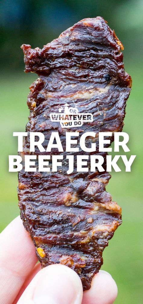 Traeger Jerky Recipe, Smoked Jerky Recipes, Smoker Jerky Recipes, Jerky Marinade Recipes, Jerkey Recipes, Smoked Jerky, Smoked Beef Jerky, Beef Jerky Recipe, Traeger Cooking