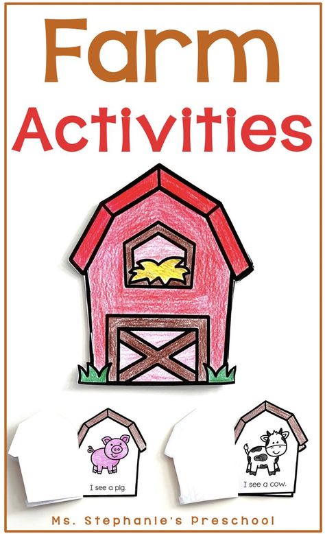 Farm Activities for the Preschool Classroom Farm Preschool Activities Science, Farm Animals Writing Activities, Preschool Farm Books, Preschool Farmer Activities, Build A Farm Preschool, Preschool Farm Animals Activities, Fall On The Farm Preschool, Preschool Pig Activities, Farm Animals For Preschool