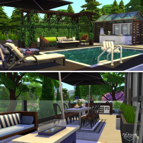 Backyard Landscaping Sims 4, Sims 4 Pool House, Sims 4 Small Backyard, Sims 4 Family Backyard, Sims Backyard, Sims 4 Backyard Ideas Pool, Pool Ideas Sims 4, Sims Pool, The Sims 4 Backyard Ideas