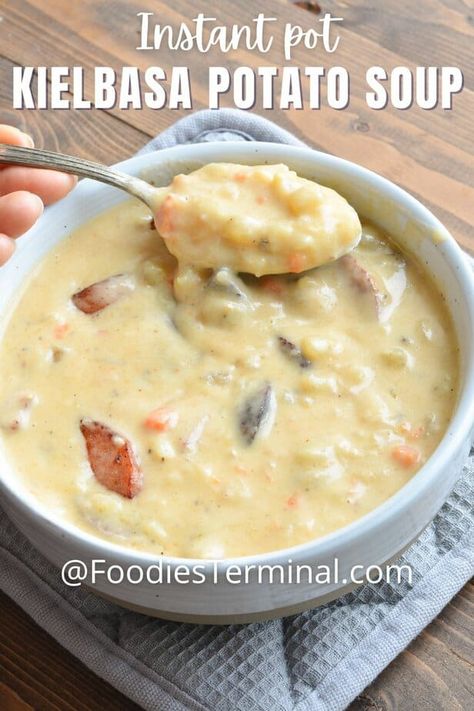 Potato Kielbasa Soup Instant Pot, Kielbasa And Potatoes Instant Pot, Kielbasa Potato Soup, Kale Potato Soup, Alley Ideas, Kielbasa Soup, Kielbasa And Potatoes, Sausage Potato Soup, Lamb Stew Recipes