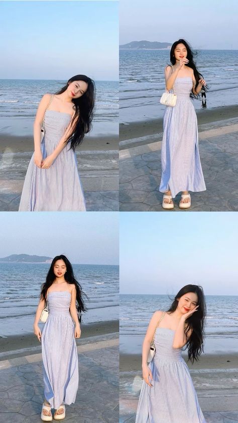 Dress Pantai, Beach Dress Photoshoot, Outfit Pantai, Modest Girly Outfits, Smart Casual Women Outfits, Beach Photo Inspiration, Best Poses For Photography, Fashion Top Outfits, Photography Posing Guide